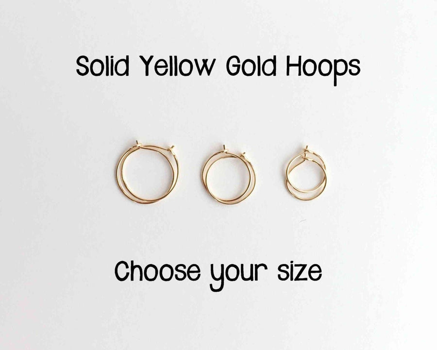 Solid Gold Hoop Earrings in 14k or 18k Solid Yellow Gold - SunlightSilver