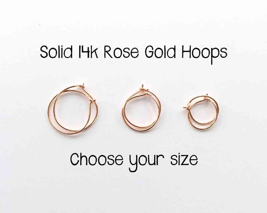 Solid 14k ROSE Gold Hoops - SunlightSilver