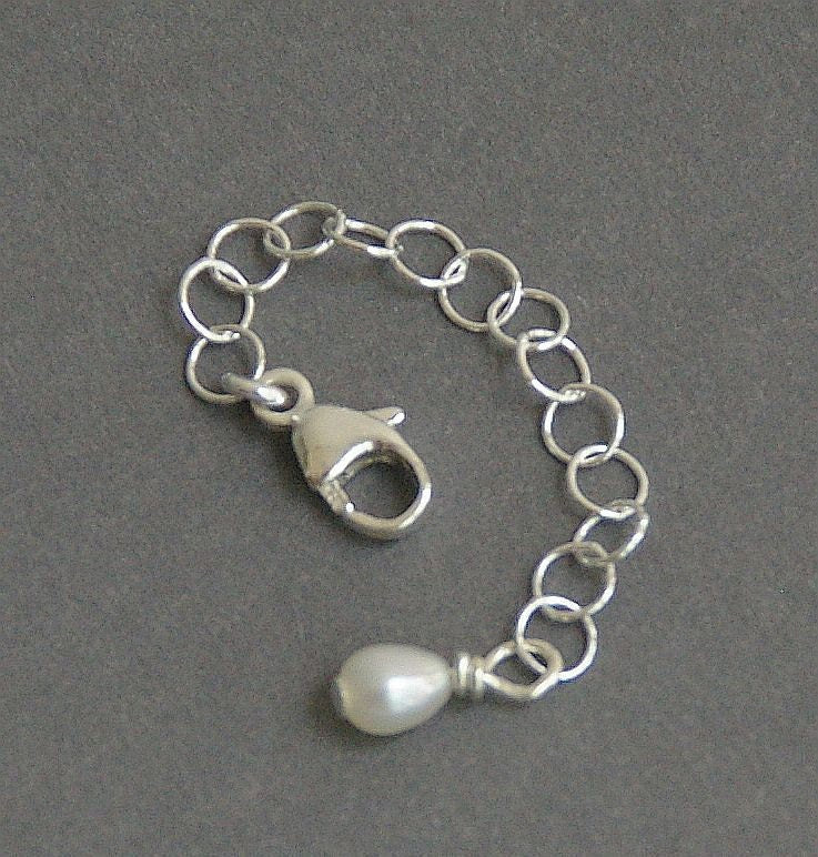 Jewelry Extender Lengthener | Solid 925 Sterling Silver | Freshwater Pearl Charm | Choose Your Size | Perfect for Layering Necklaces - SunlightSilver
