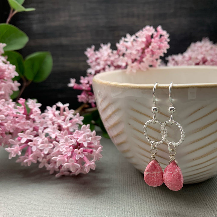 Norwegian Thulite and Sterling Silver Earrings - SunlightSilver