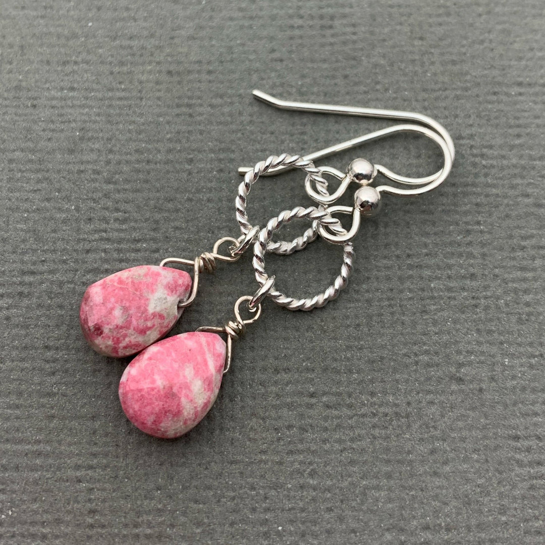 Norwegian Thulite and Sterling Silver Earrings - SunlightSilver