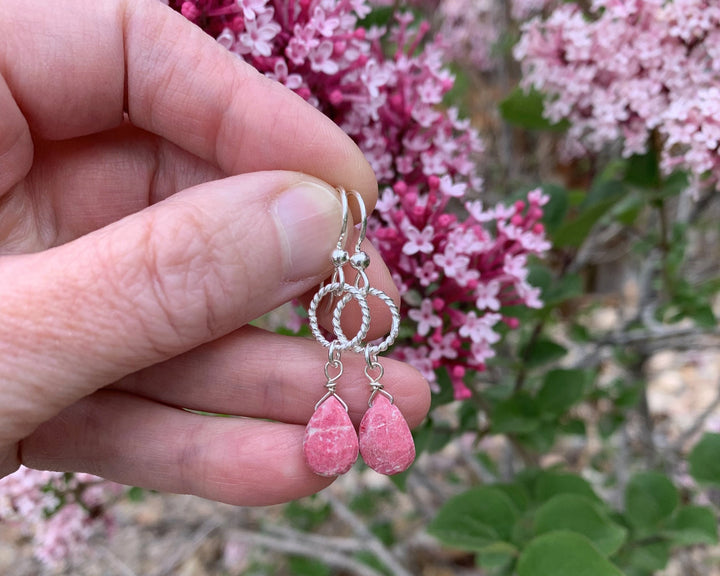 Norwegian Thulite and Sterling Silver Earrings - SunlightSilver