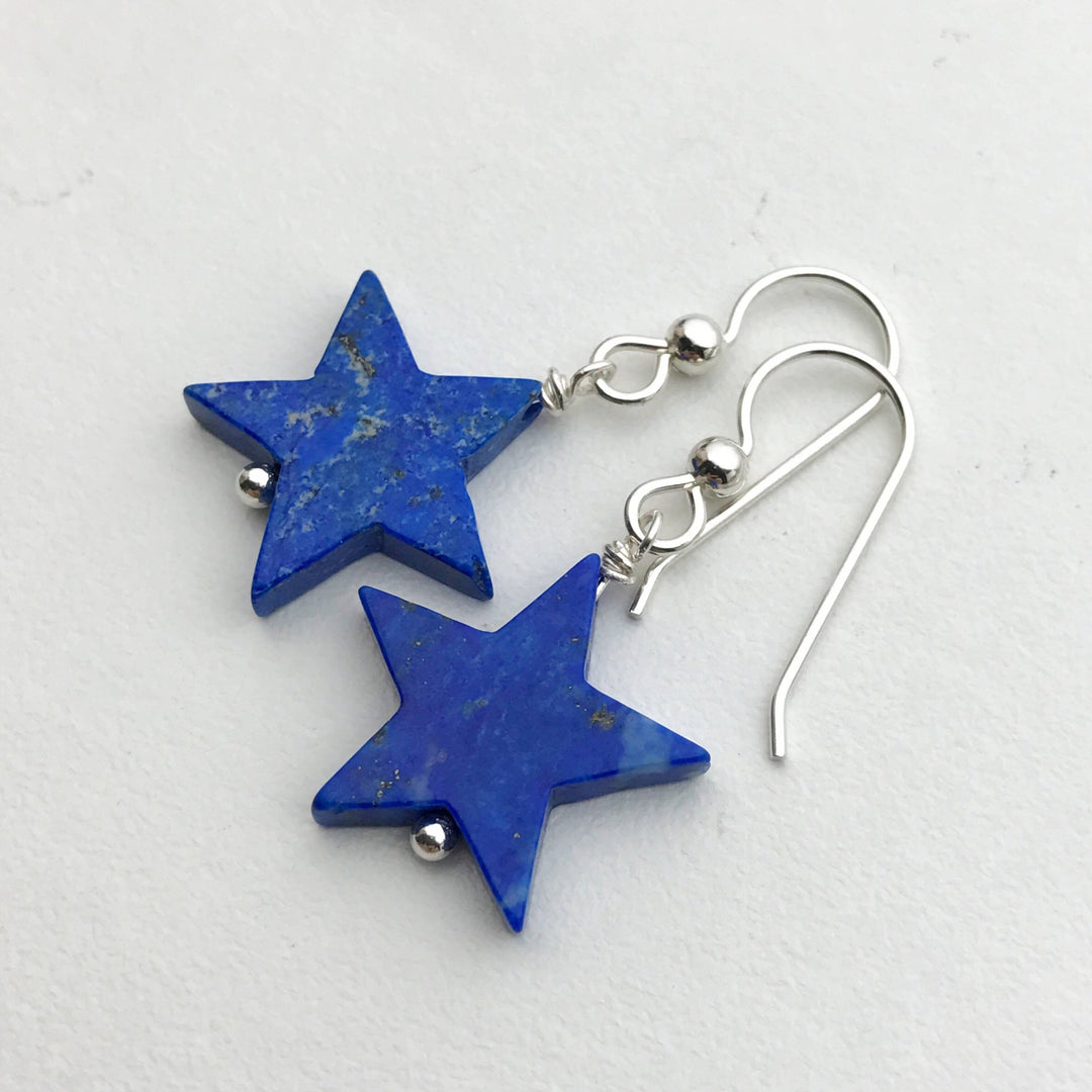 Lapis Star Earrings - SunlightSilver