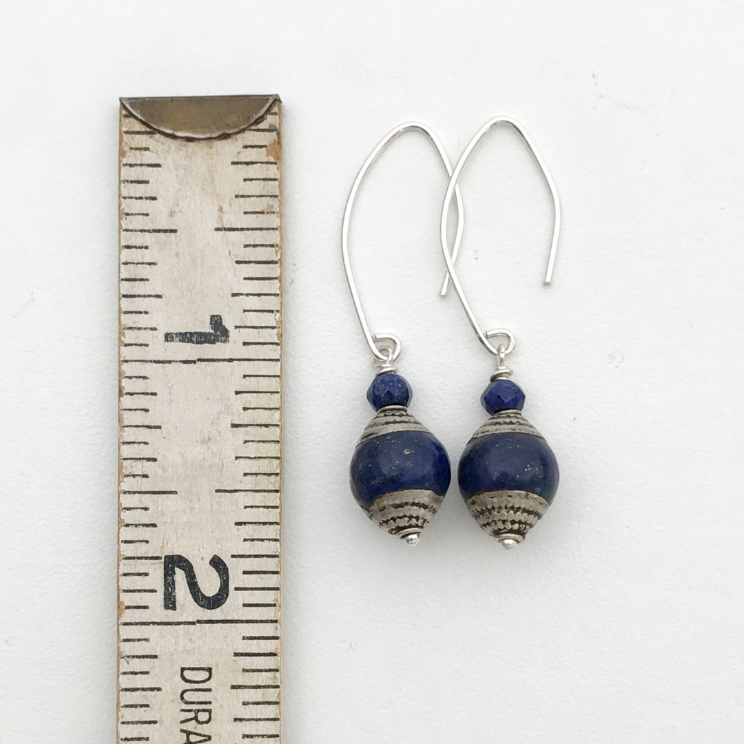 Tibetan Lapis and Sterling Silver Earrings - SunlightSilver