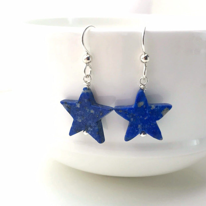 Lapis Star Earrings - SunlightSilver