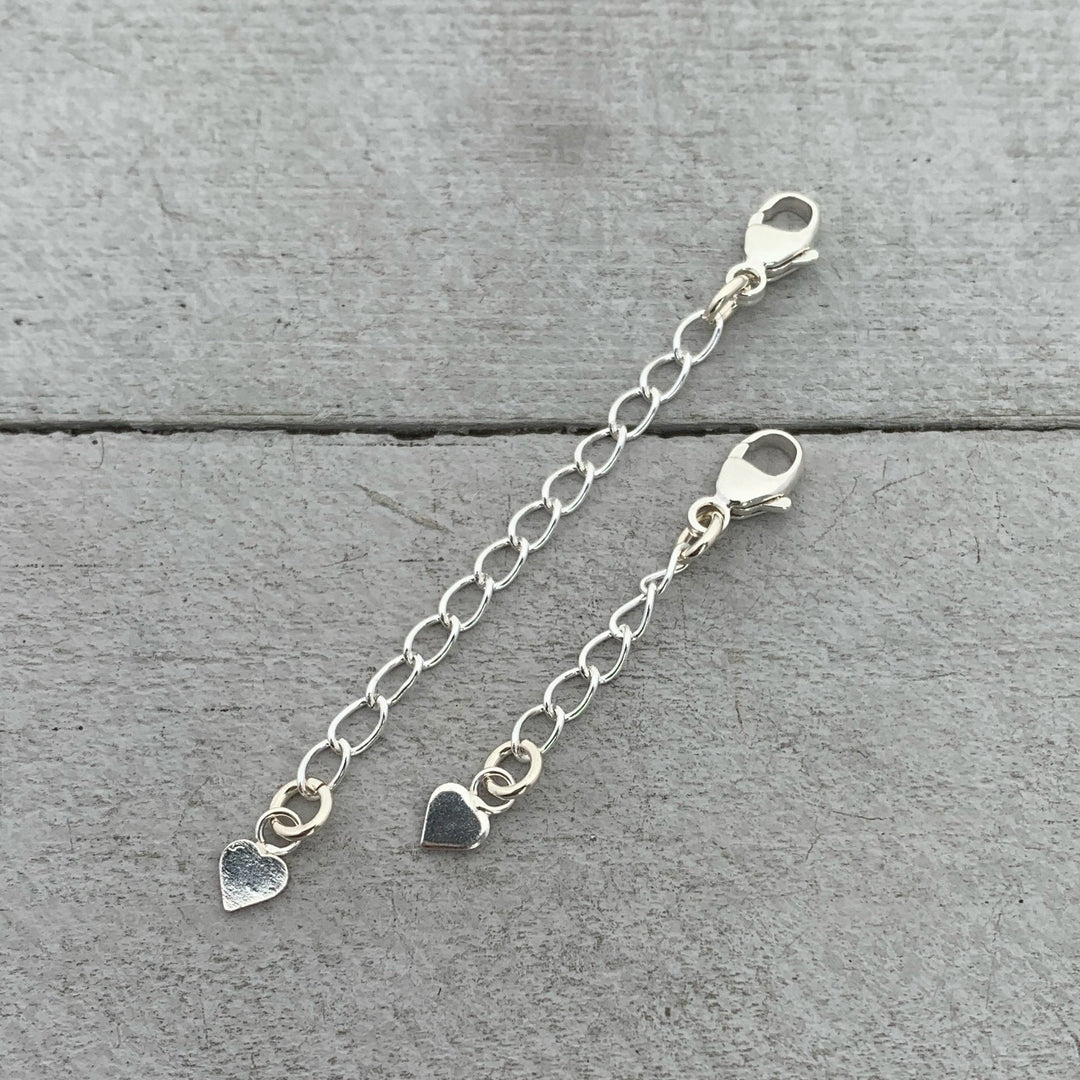 Sterling Silver Jewelry Extender with Silver Heart Charm - SunlightSilver