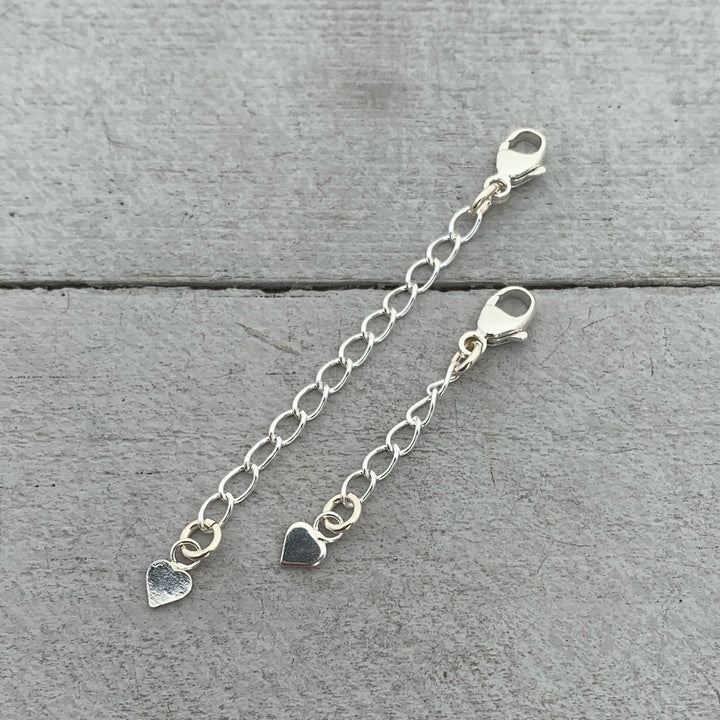 Sterling Silver Jewelry Extender with Silver Heart Charm - SunlightSilver