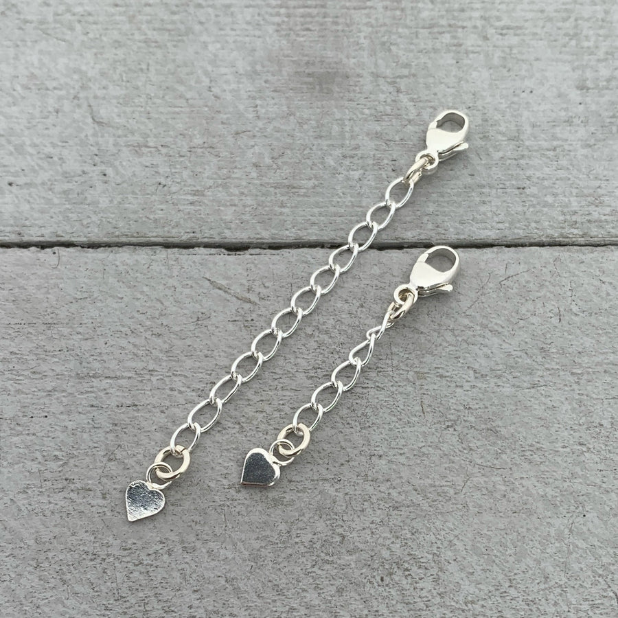 Sterling Silver Jewelry Extender with Silver Heart Charm - SunlightSilver