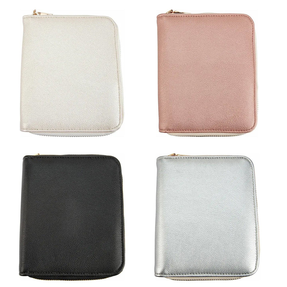 Jewelry Travel Case, Small Secure Zippered Leatherette Organizer for Earrings, Necklaces, Bracelets, and Rings - SunlightSilver
