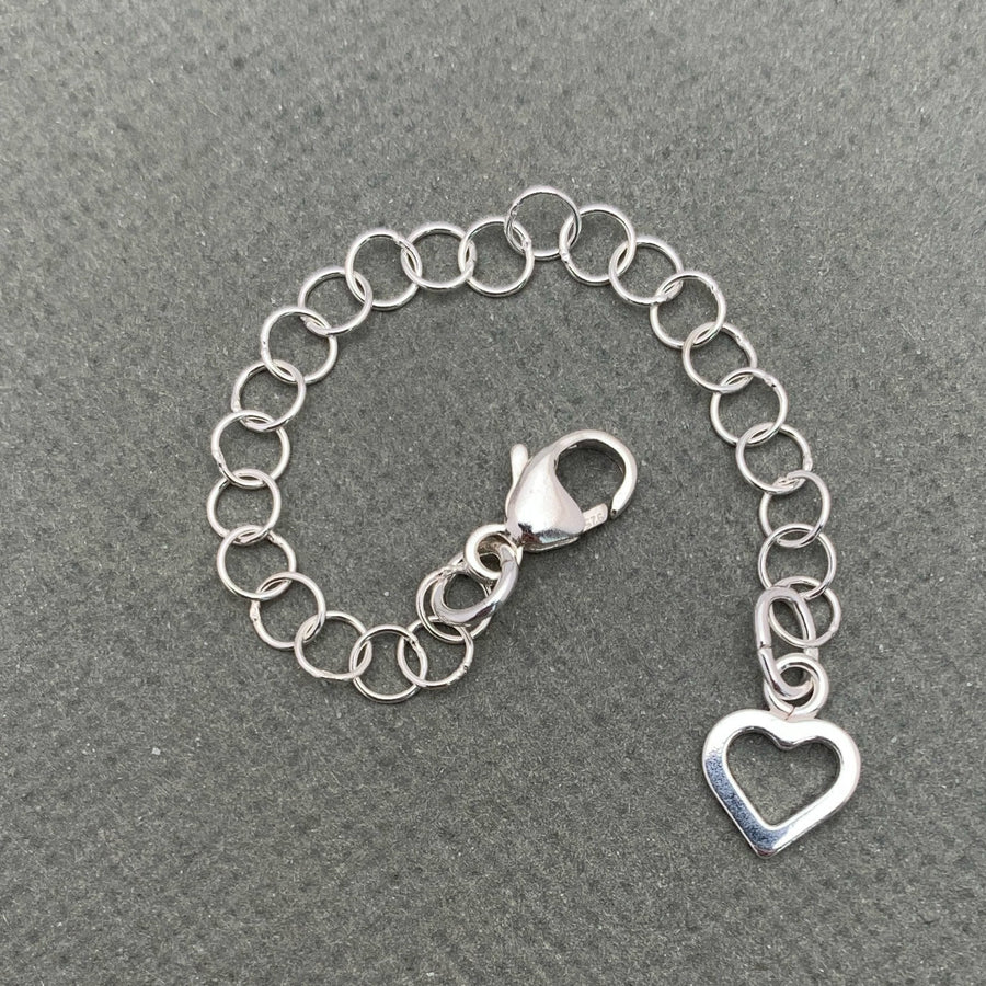Sterling Silver Necklace Extender with Heart Charm. Interchangeable Layered Necklace Clasp - SunlightSilver