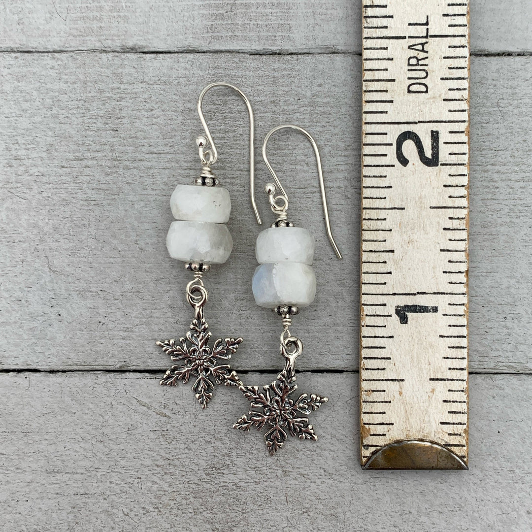 Moonstone Snowflake Earrings - SunlightSilver