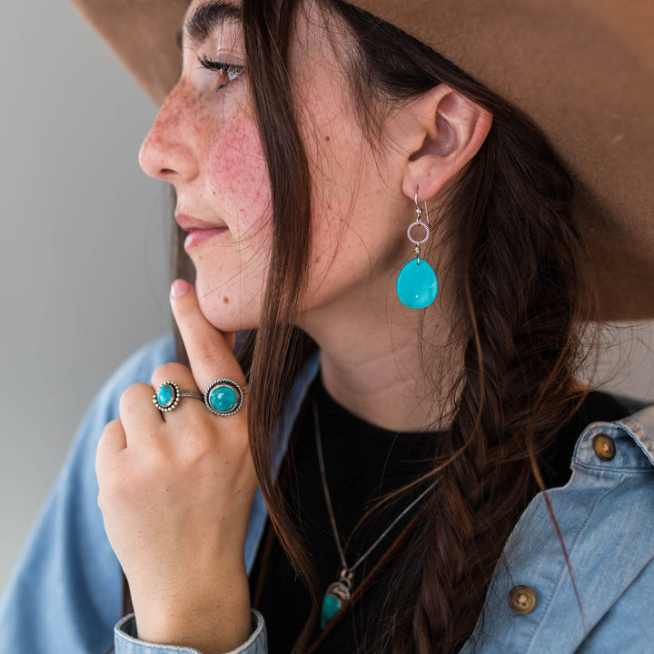 Sleeping Beauty Turquoise and Sterling Silver Earrings - SunlightSilver