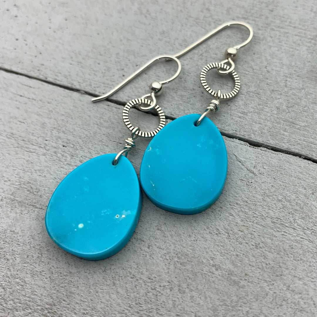 Sleeping Beauty Turquoise and Sterling Silver Earrings - SunlightSilver