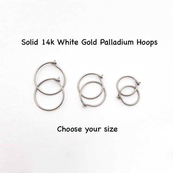 Thin Solid 14k White Gold Palladium Hoops - SunlightSilver