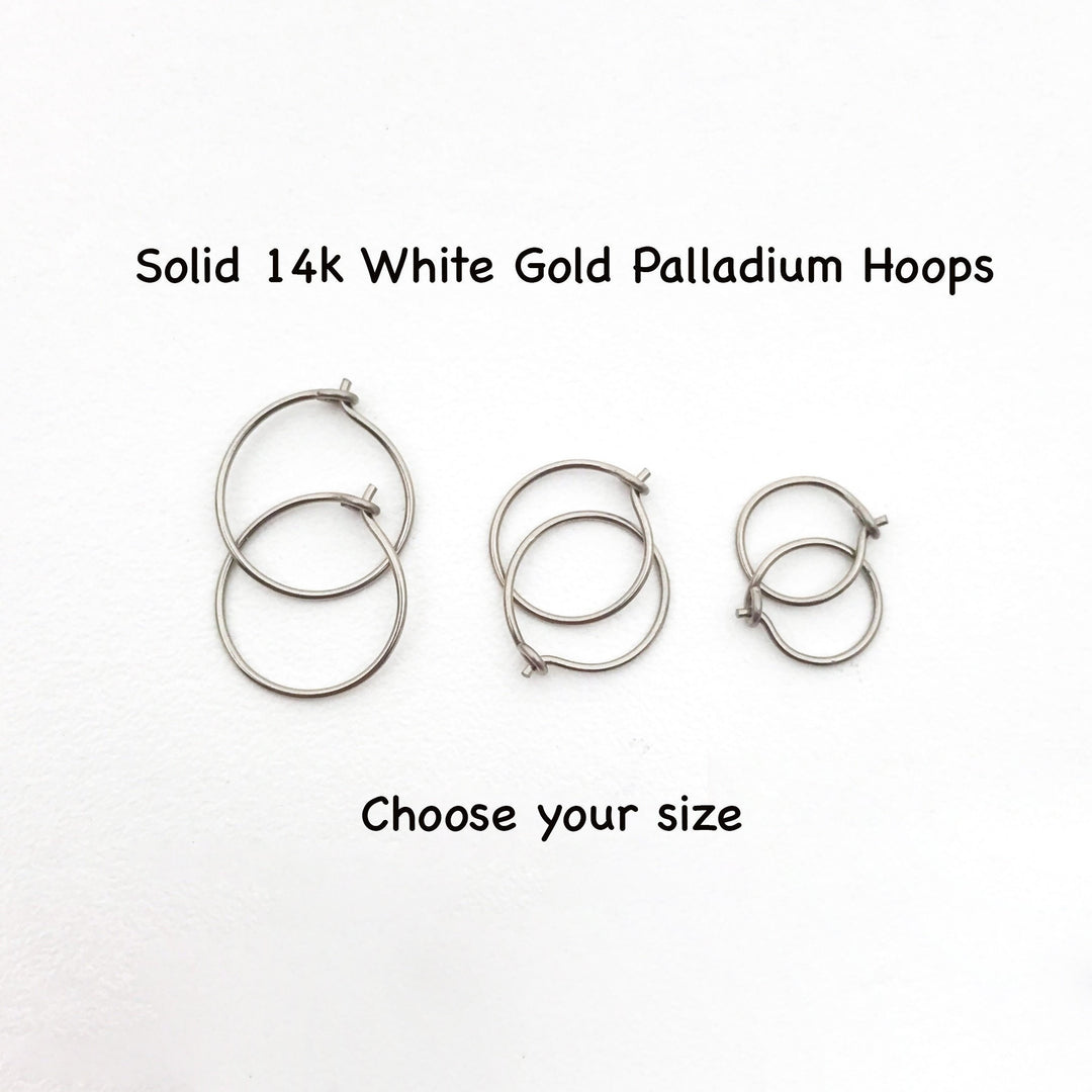 Thin Solid 14k White Gold Palladium Hoops - SunlightSilver