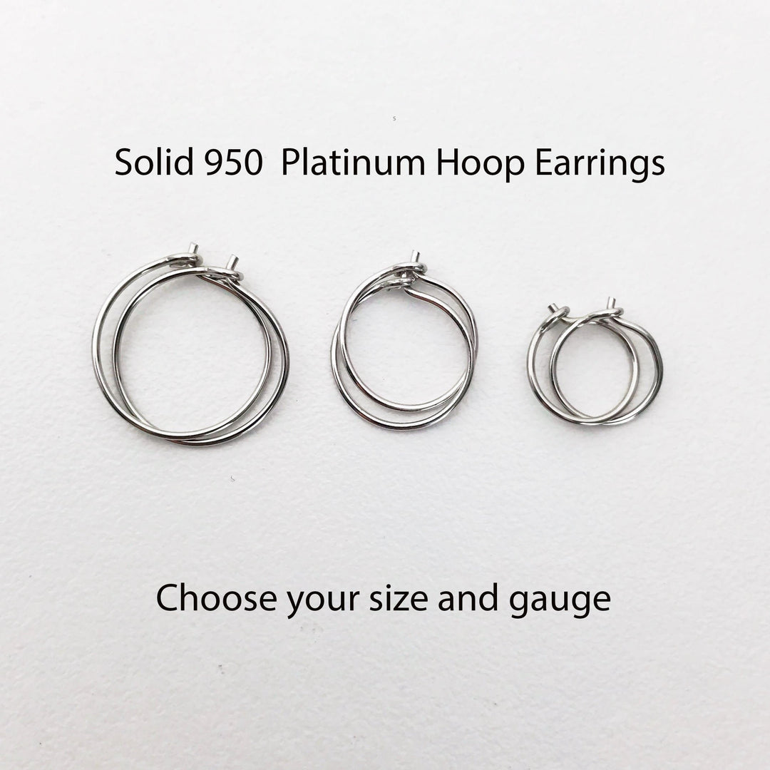 Thin Solid Platinum Hoops - SunlightSilver