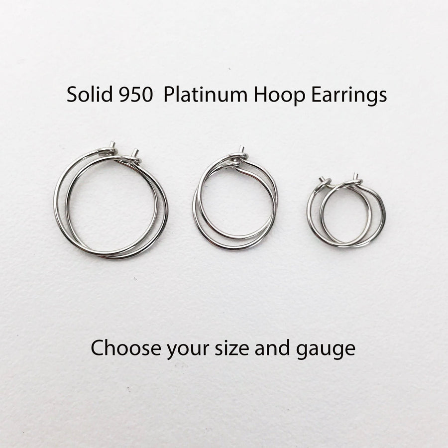 Thin Solid Platinum Hoops - SunlightSilver