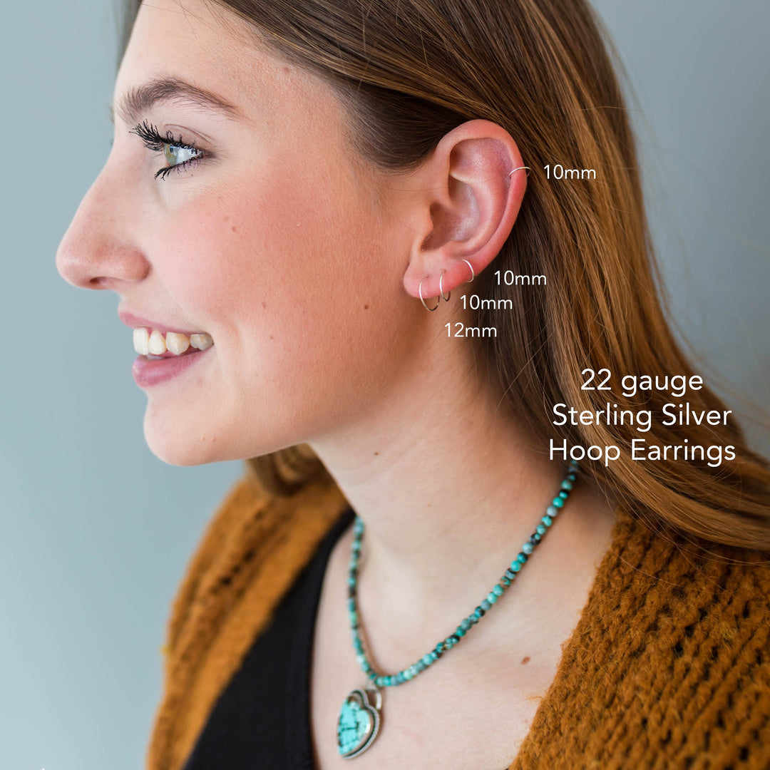 Tiny Hoop Earrings in Solid 925 Sterling Silver - SunlightSilver