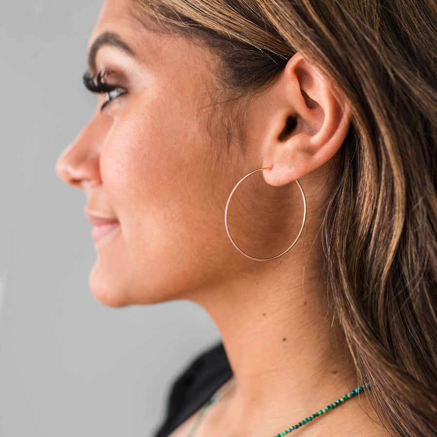 Dainty 14k Rose Gold Filled Hoops | Lightweight Everyday Earrings in Multiple Sizes | Hypoallergenic - Sensitive Ears - SunlightSilver