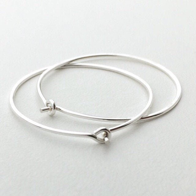 Sterling Silver Hoop Earrings | Classic Minimalist Handmade | Hypoallergenic, Perfect for Sensitive Ears - SunlightSilver