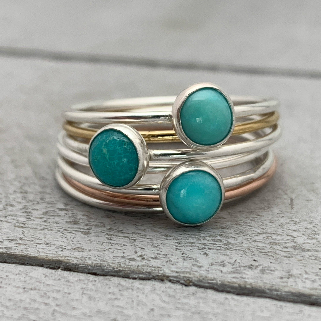 White Water Turquoise Solid 925 Sterling Silver Ring. Size 5 - 8 US - SunlightSilver