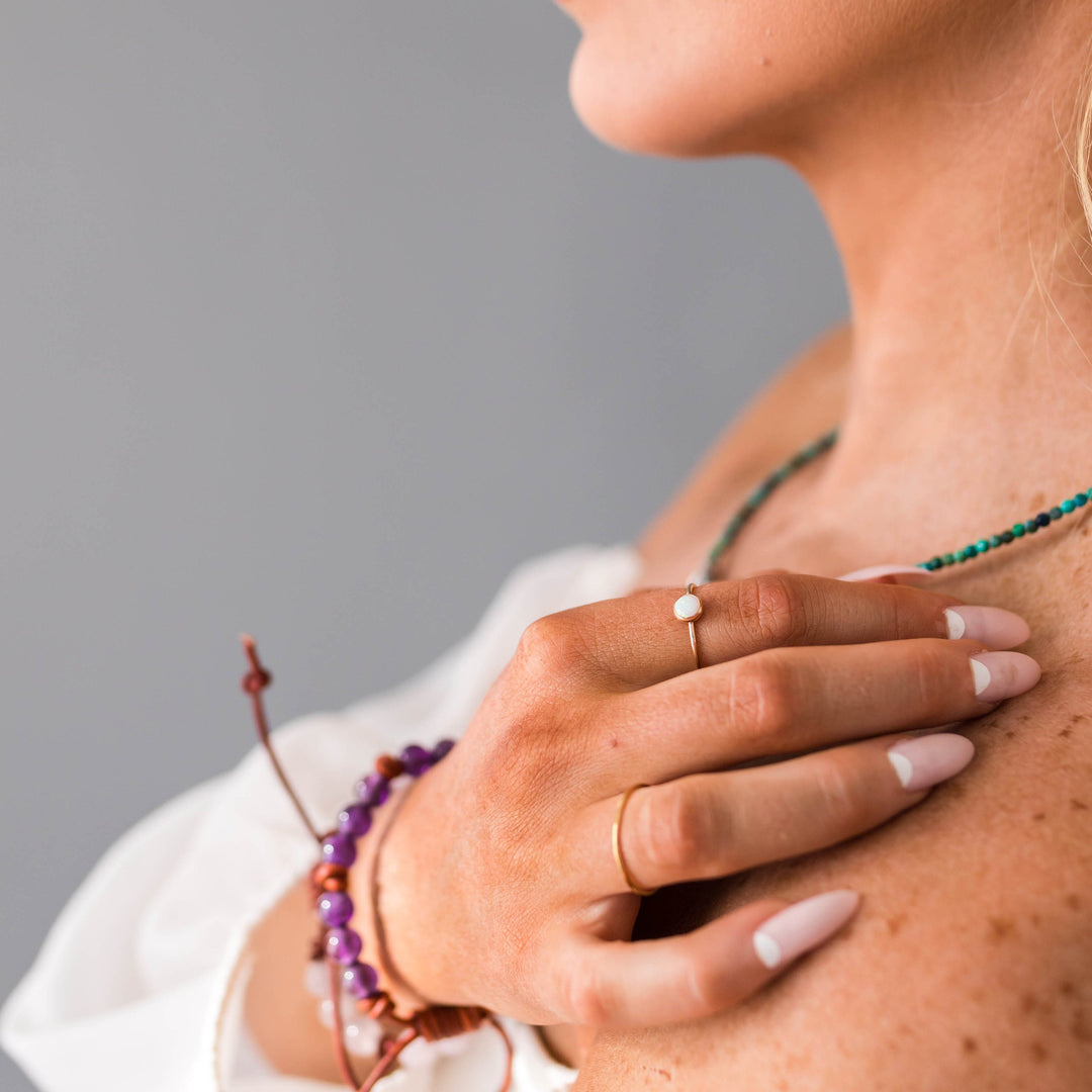 Opal 14k Yellow Gold Fill Stacking Ring - SunlightSilver