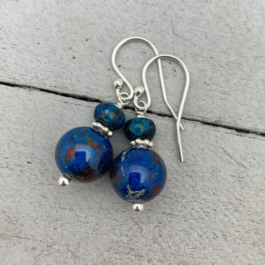 Shattuckite and Sterling Silver Earrings - SunlightSilver