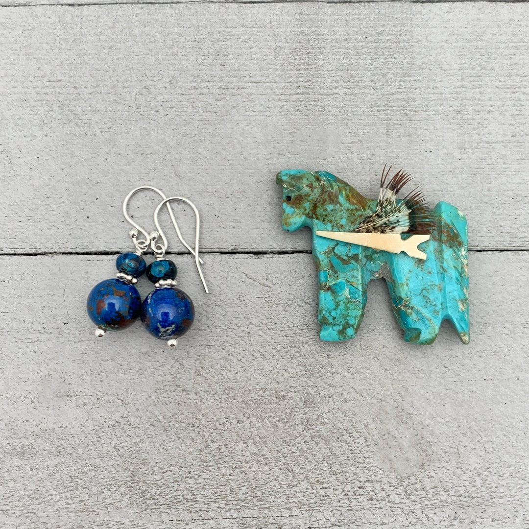 Shattuckite and Sterling Silver Earrings - SunlightSilver