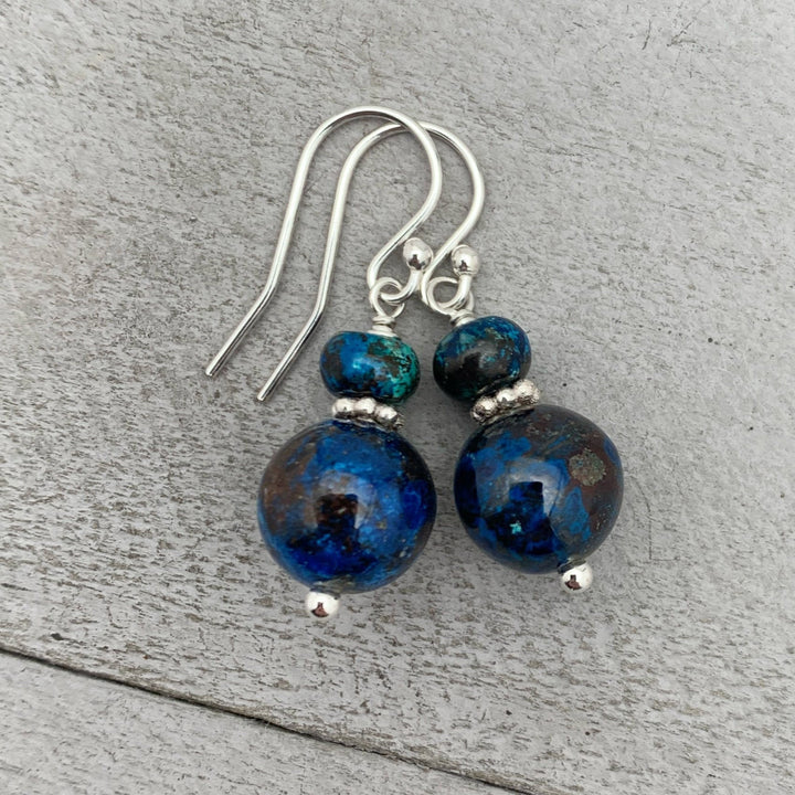 Shattuckite and Sterling Silver Earrings - SunlightSilver