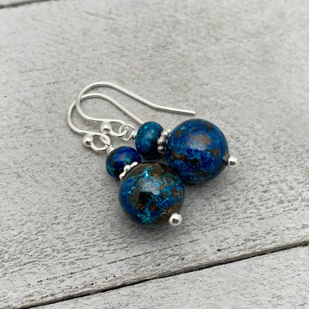 Shattuckite and Sterling Silver Earrings - SunlightSilver
