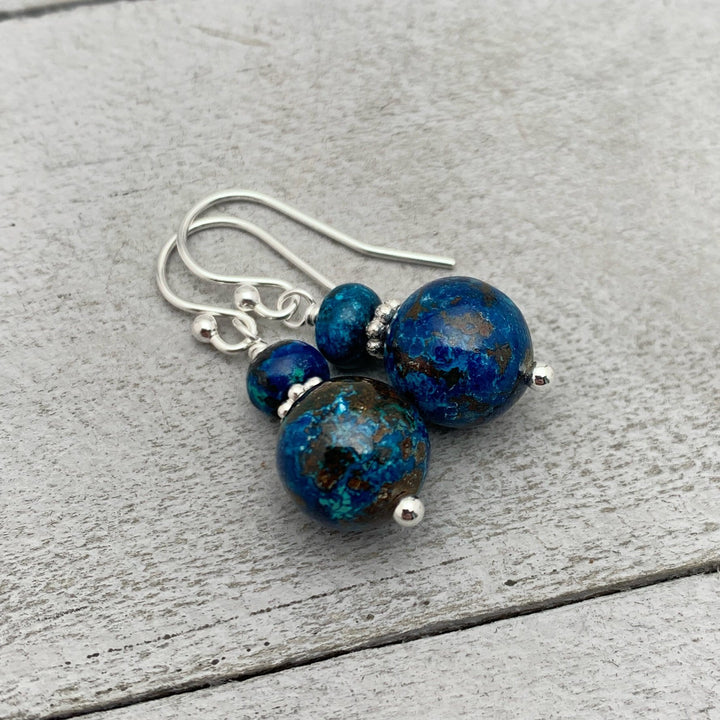 Shattuckite and Sterling Silver Earrings - SunlightSilver