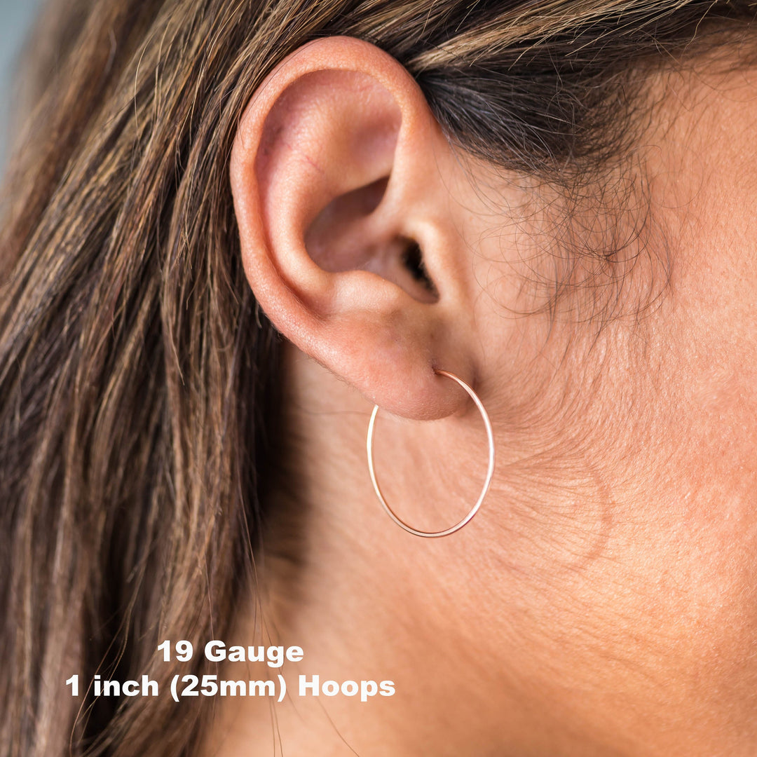Rose Gold Hoops | 14K Gold-Fill Lightweight Everyday Earrings | Multiple Sizes | Sensitive Ears - SunlightSilver