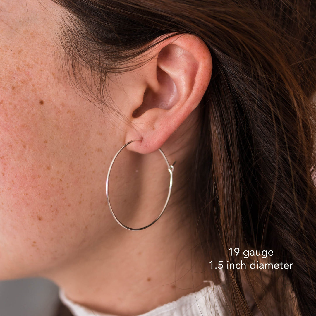 Dainty 925 Sterling Silver Hoop Earrings | Classic Minimalist Handmade Hoops, Multiple Sizes | Hypoallergenic - Perfect for Sensitive Ears - SunlightSilver