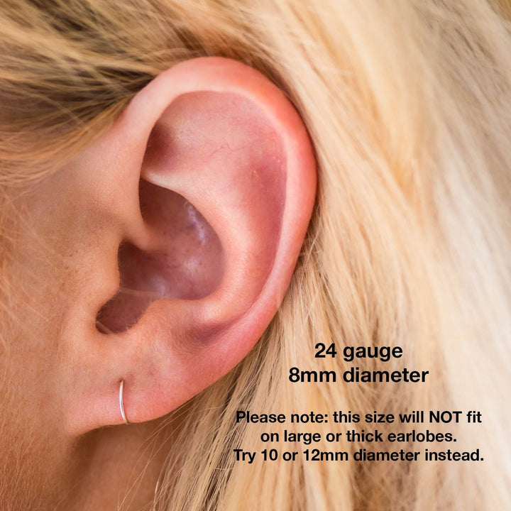 Small Silver Hoop Earrings - Thin, Hypoallergenic, Sterling Jewelry - Sizes 8-12mm Huggies - SunlightSilver