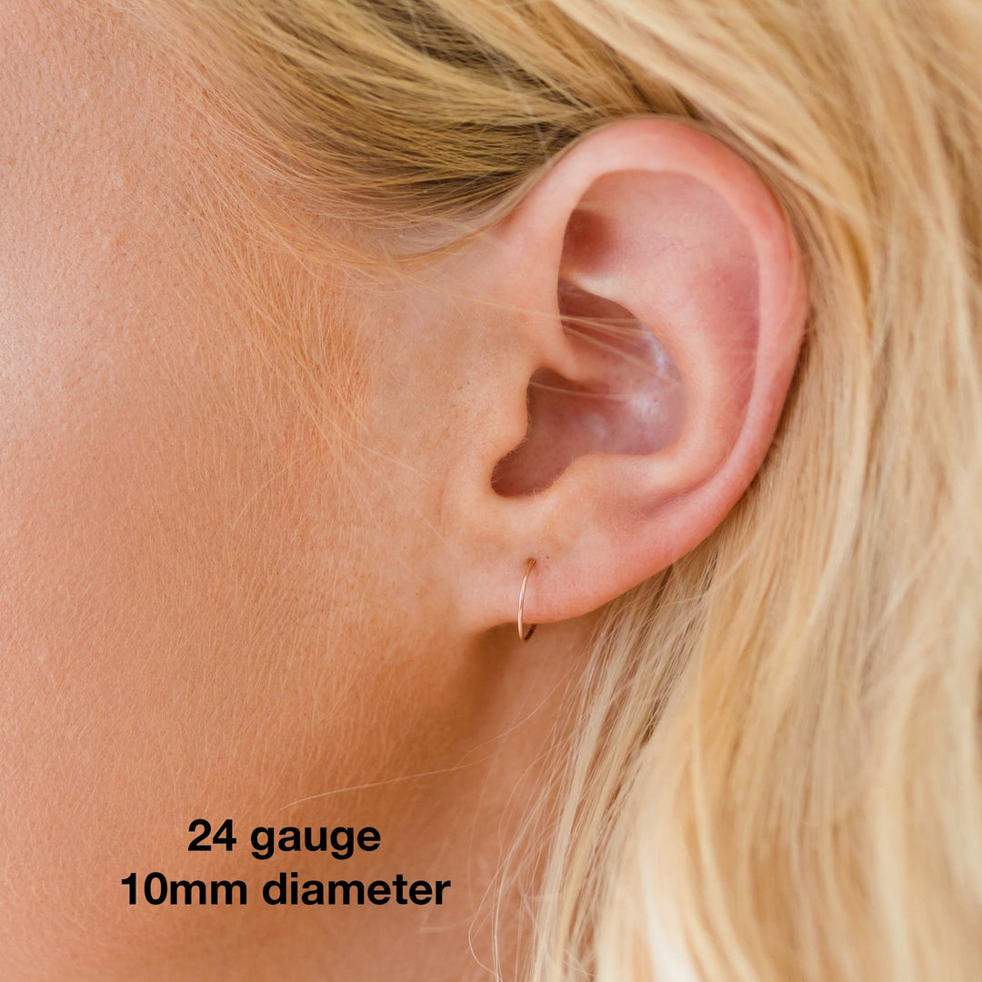 Little Rose Gold Hoops | 14K Rose Huggie Tiny Sleeper Earrings | 24/7 Hypoallergenic - SunlightSilver