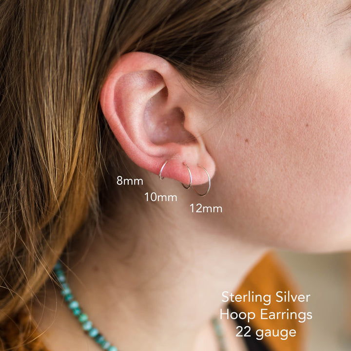 Solid 14k ROSE Gold Hoop Earrings | Small, Huggie, Minimalist, Hypoallergenic Jewelry - SunlightSilver