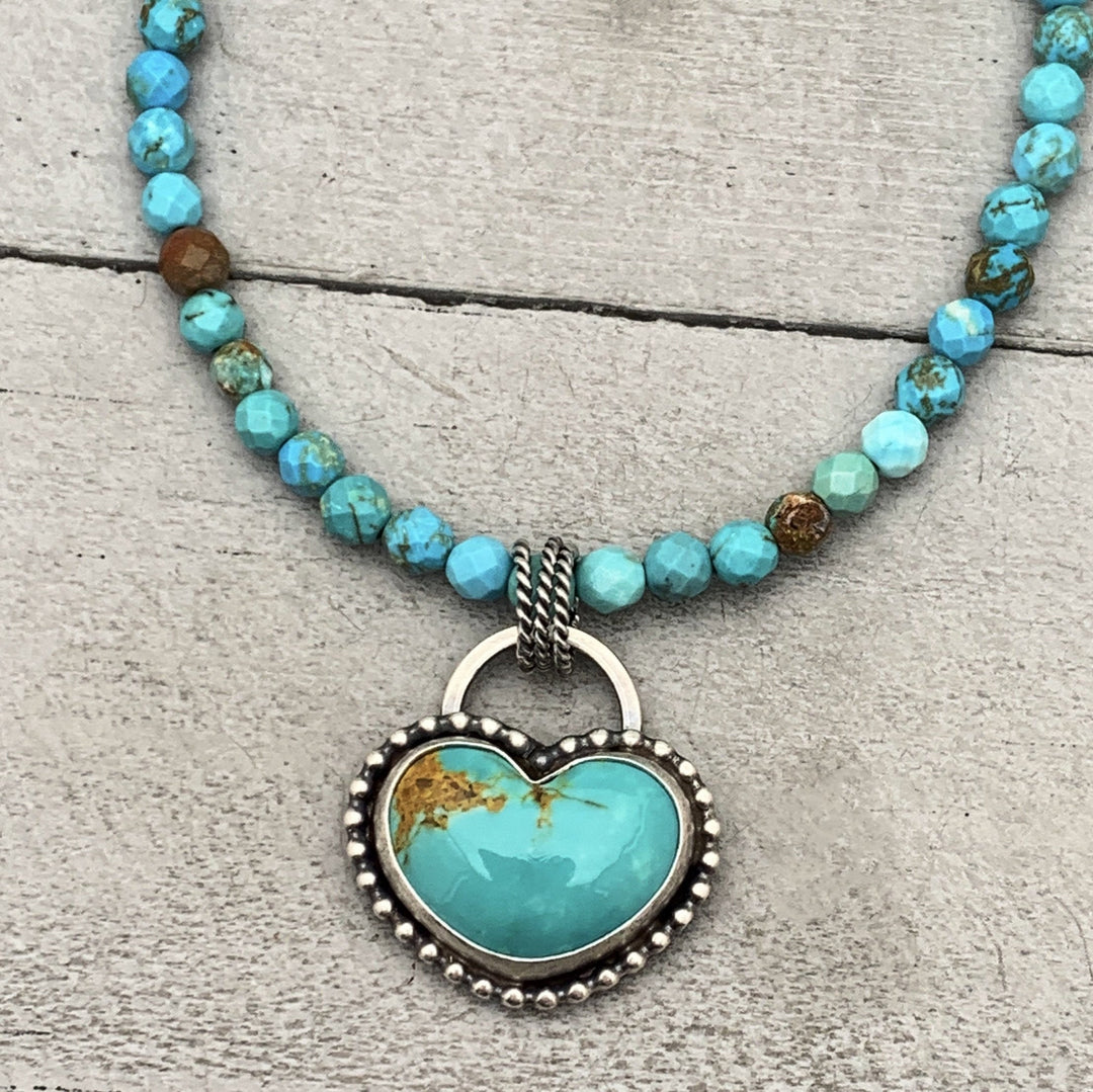 Faceted Turquoise and Sterling Silver Beaded Necklace. Small 4mm beads - SunlightSilver