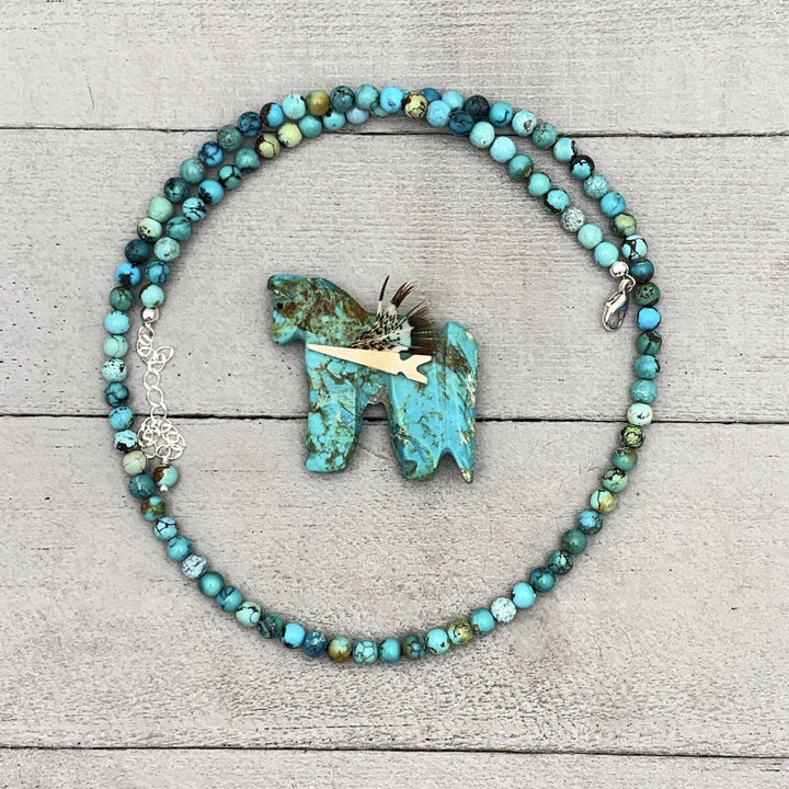 Turquoise and Sterling Silver Beaded Necklace - SunlightSilver