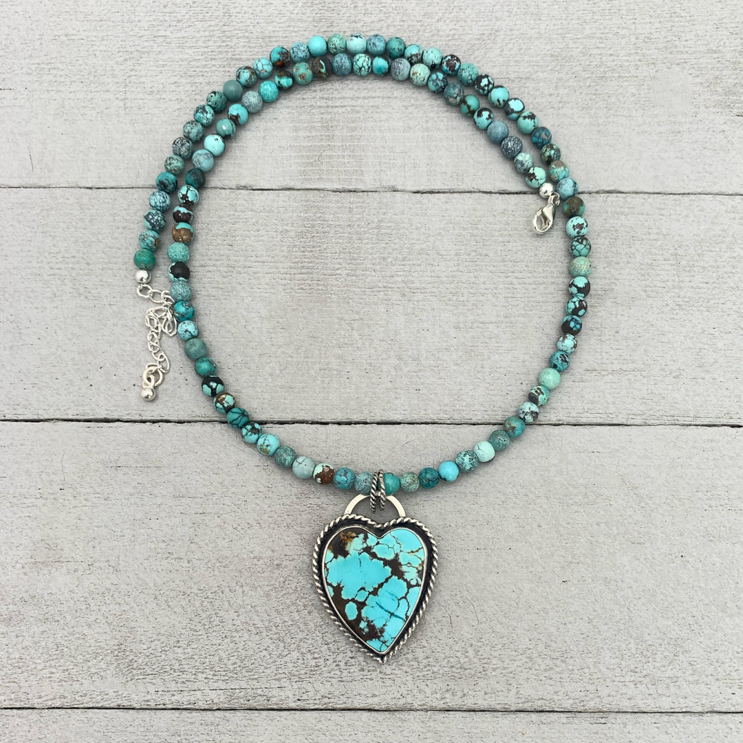 Turquoise and Sterling Silver Beaded Necklace - SunlightSilver