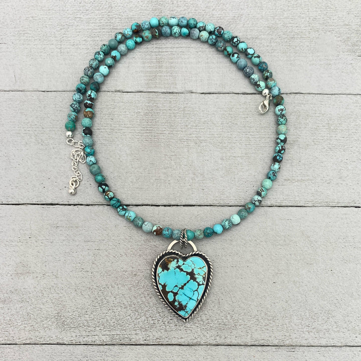 Turquoise and Sterling Silver Beaded Necklace - SunlightSilver