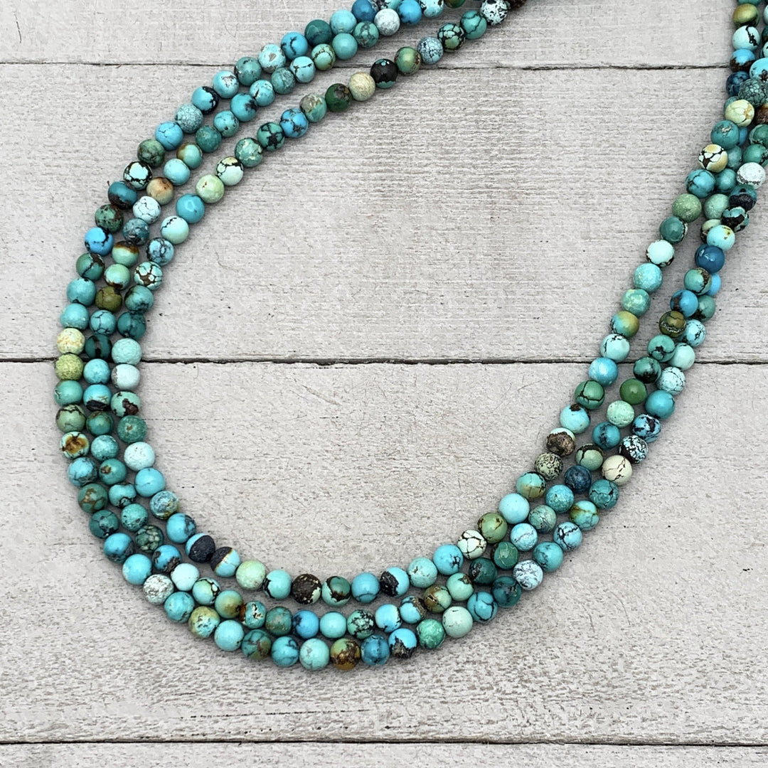 Turquoise and Sterling Silver Beaded Necklace - SunlightSilver