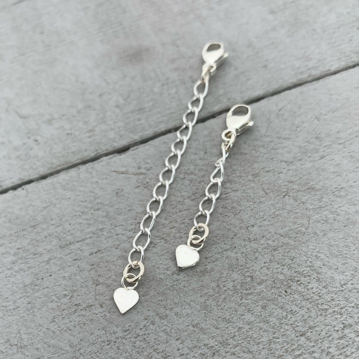 Sterling Silver Jewelry Extender with Silver Heart Charm - SunlightSilver