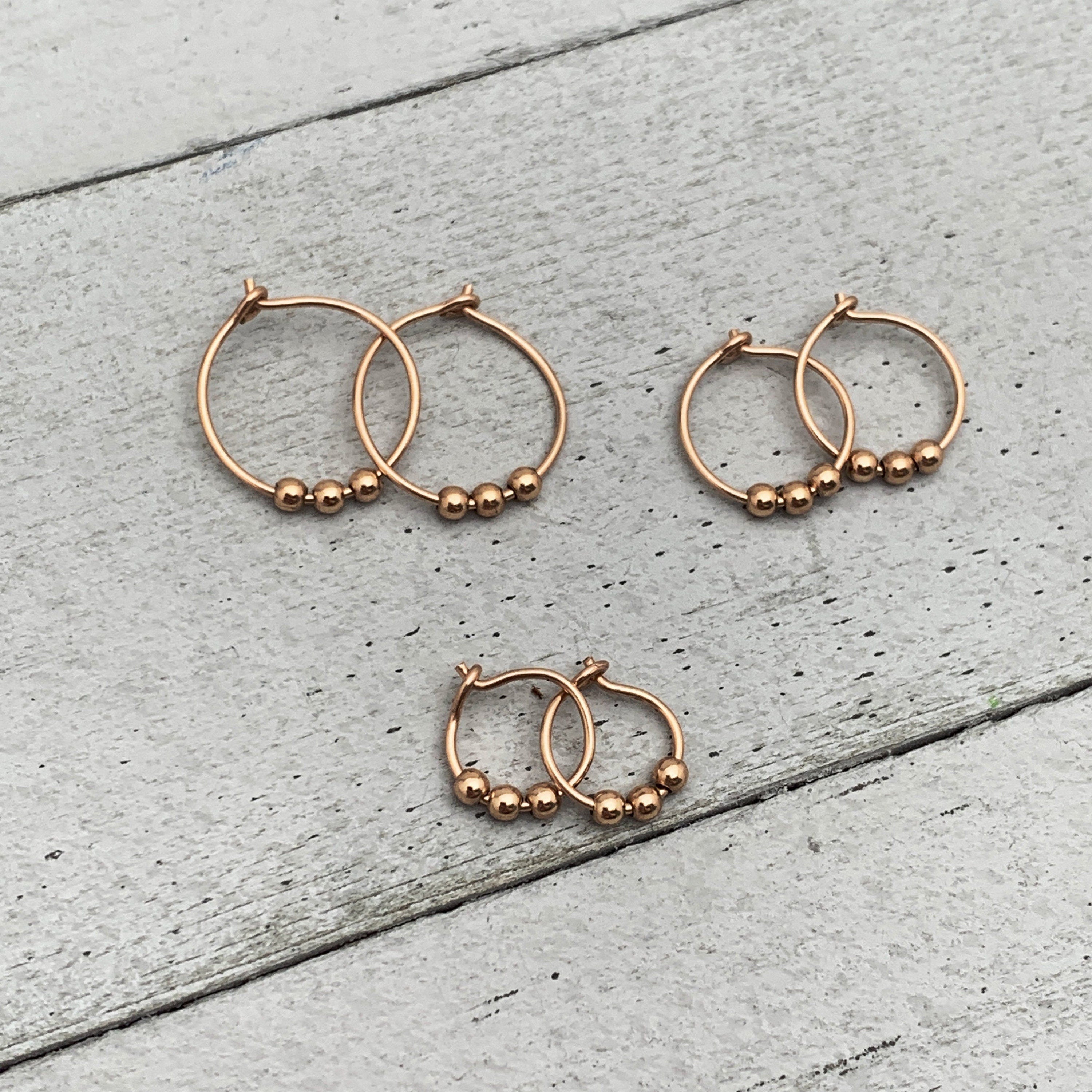 Real 14k 2024 Gold Triple Small Hoop Earrings