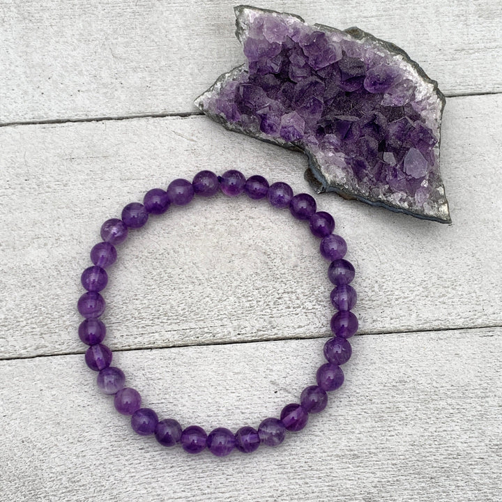 Purple Amethyst Crystal Stretch Bracelet - SunlightSilver