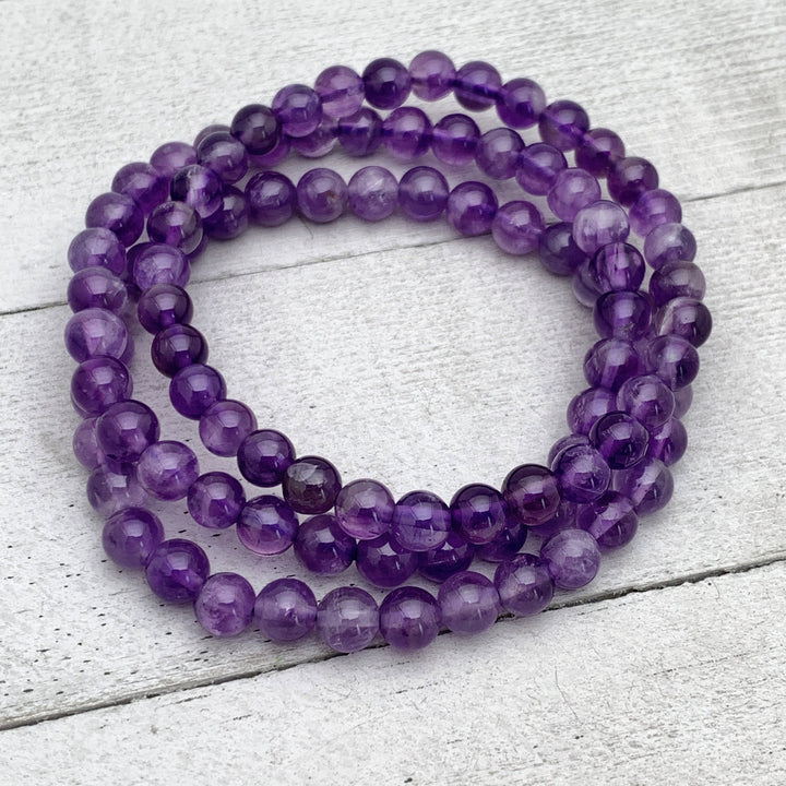 Purple Amethyst Crystal Stretch Bracelet - SunlightSilver