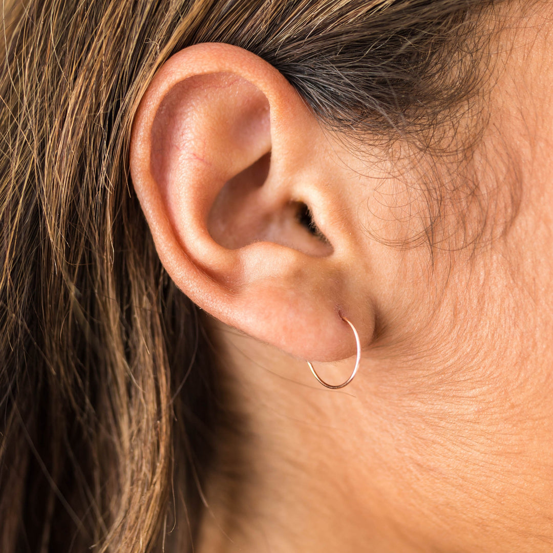 Green Peridot Charm Hoop Earrings. Available in Solid 925 Sterling Silver, 14k Yellow or Rose Gold Fill - SunlightSilver