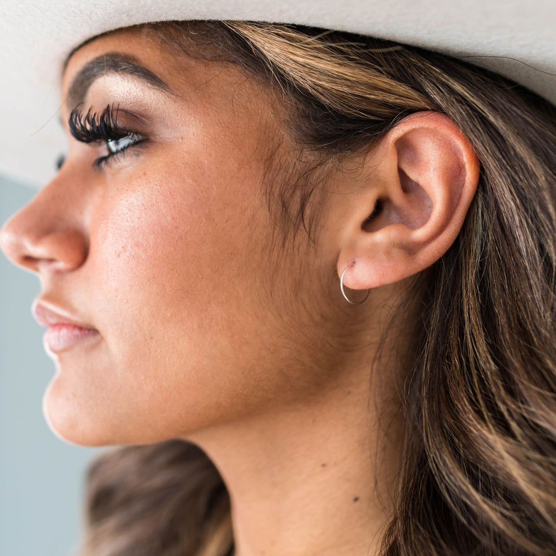 Rose Quartz Charm Hoop Earrings. Available in Solid 925 Sterling Silver, 14k Yellow or Rose Gold Fill - SunlightSilver