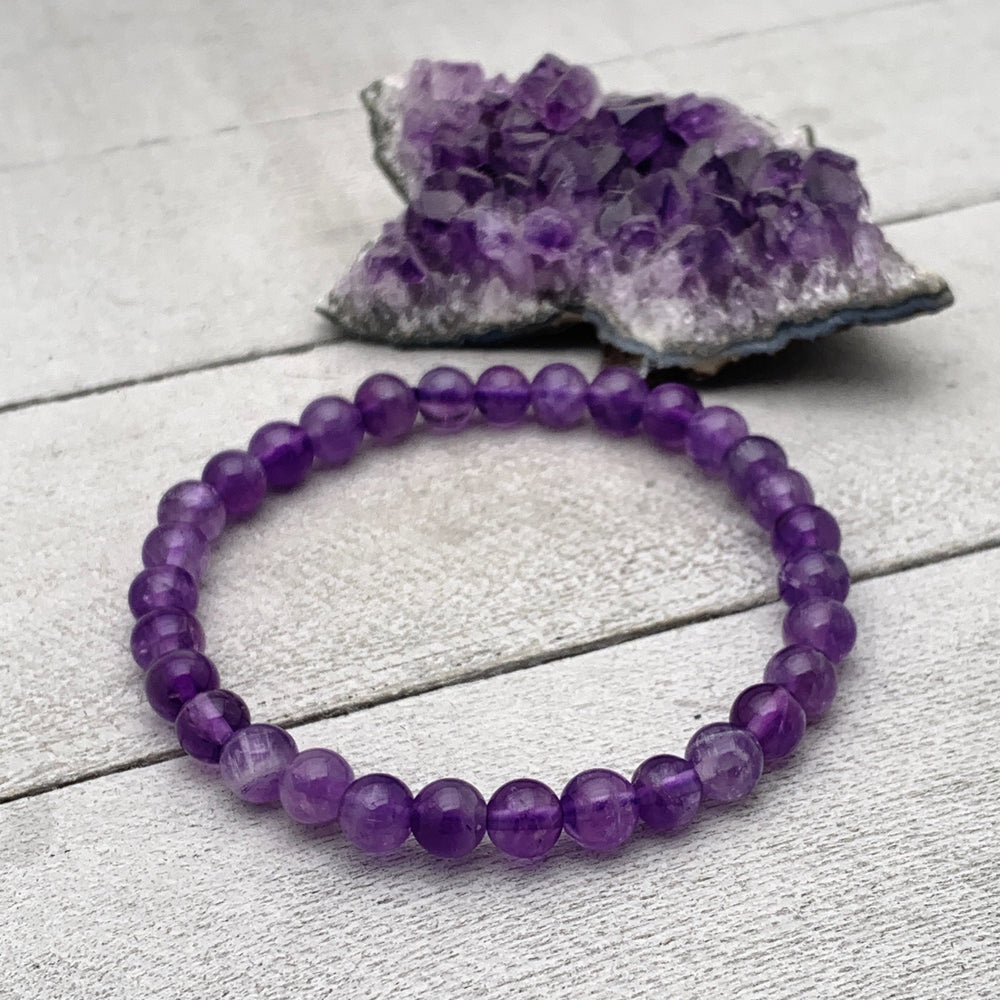 Purple Amethyst Crystal Stretch Bracelet - SunlightSilver