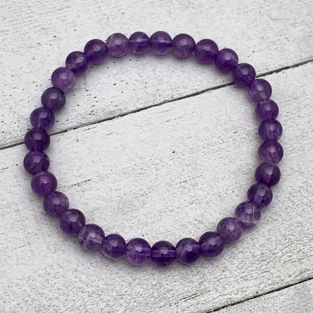 Purple Amethyst Crystal Stretch Bracelet - SunlightSilver