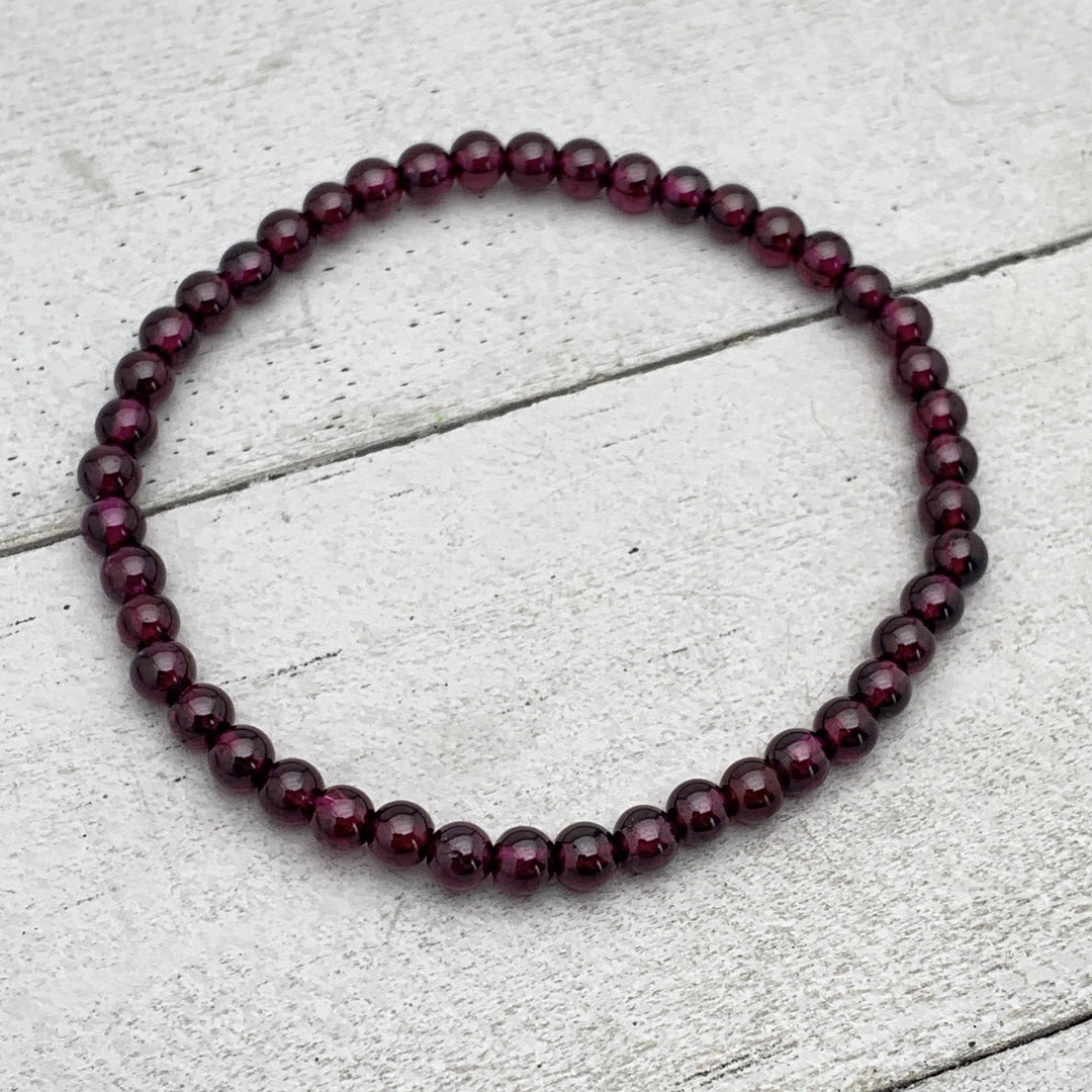 Red Garnet Crystal Stretch Bracelet. Small/Medium Size - SunlightSilver